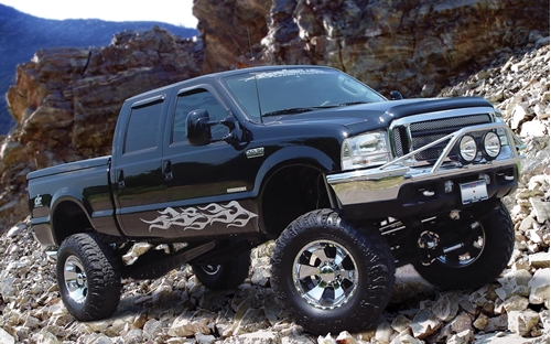 Picture of Ford F-250/F-350 Super Crew Amplified 10 inch 200W RMS Vehicle Specific Custom Subwoofer Enclosure 